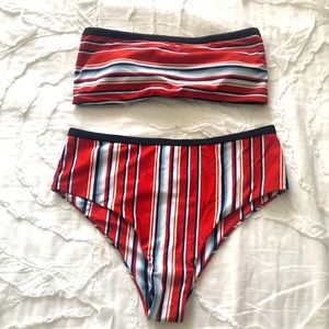 Striped Bandeau Top Bikini